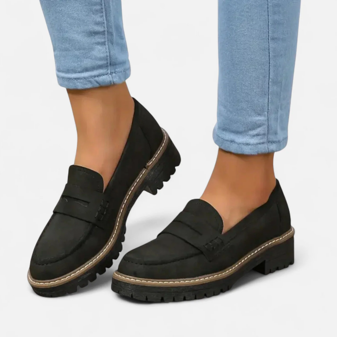 Orthopedic Chunky Loafers Women - Black Loafers with Arch Support for Casual and Office Wear 0