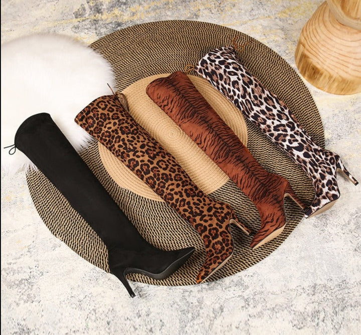 Orthopedic Knee Boots with Arch Support in Black and Animal Prints for Women 0