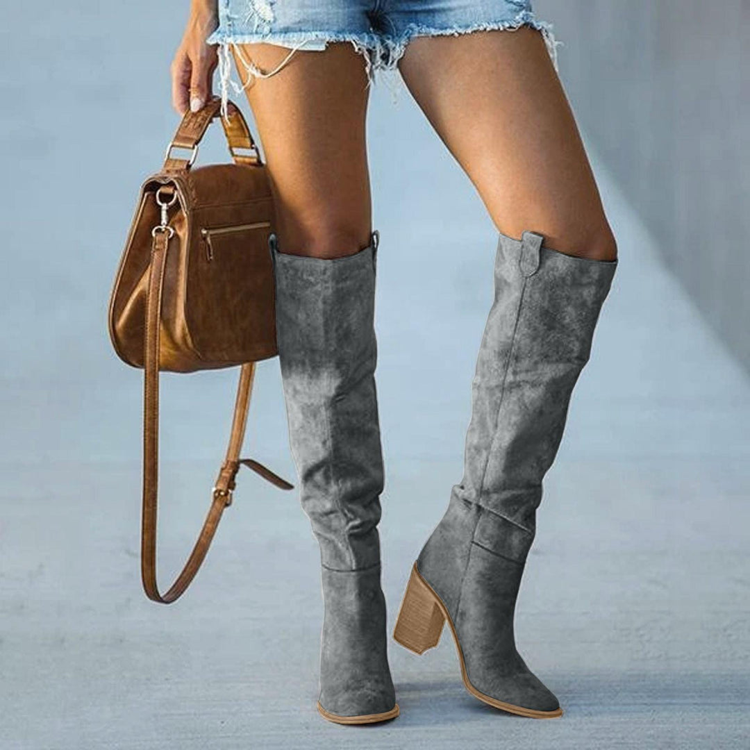 Orthopedic Over-the-Knee Boots with Arch Support and Wooden Block Heel for Women 2