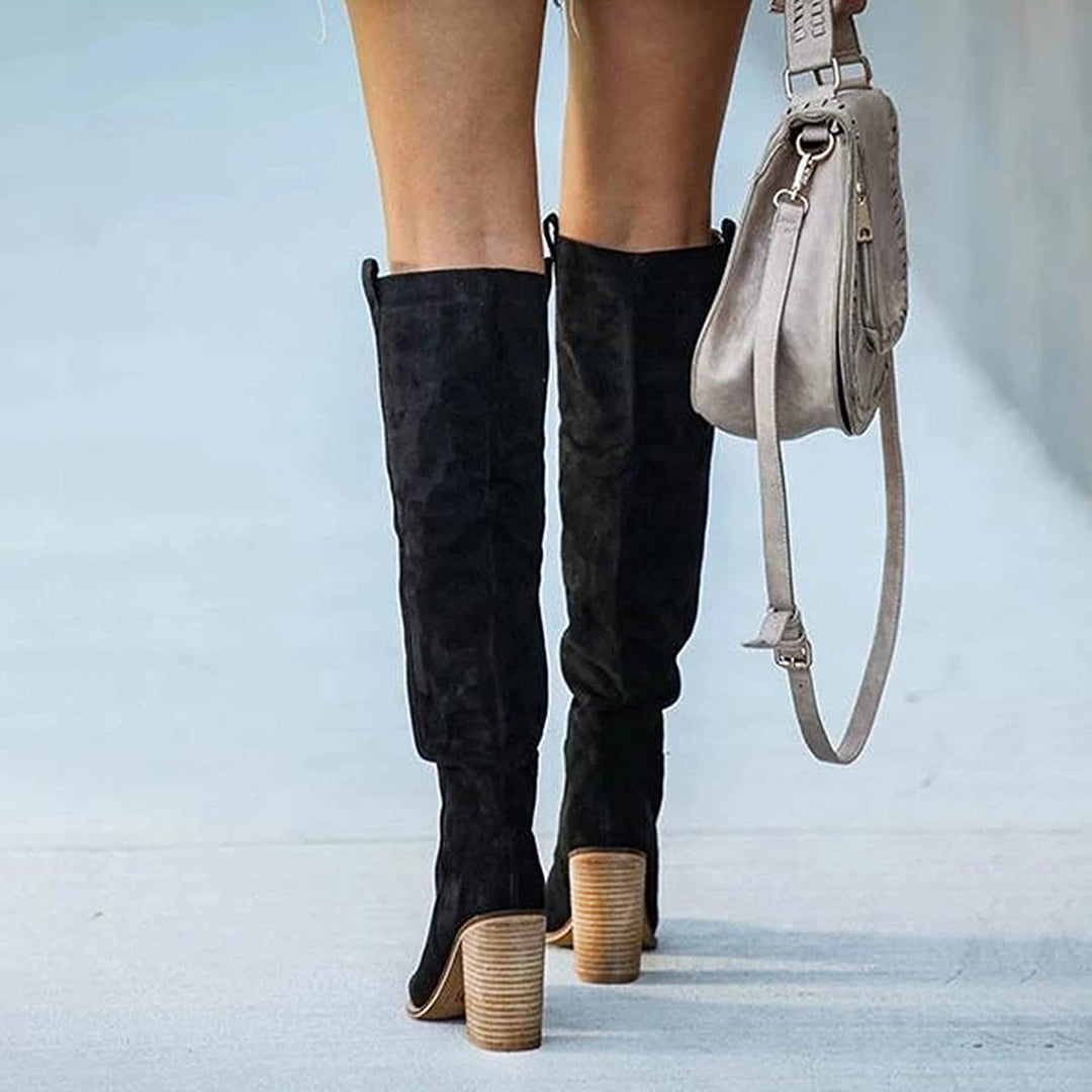Orthopedic Over-the-Knee Boots with Arch Support and Wooden Block Heel for Women 7