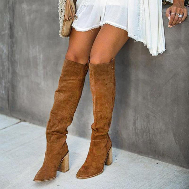 Orthopedic Over-the-Knee Boots with Arch Support and Wooden Block Heel for Women 8