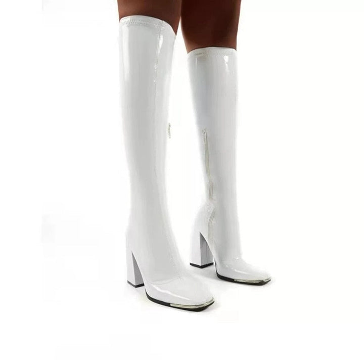 Orthopedic Retro Patent Leather Boots with Arch Support for Women 0