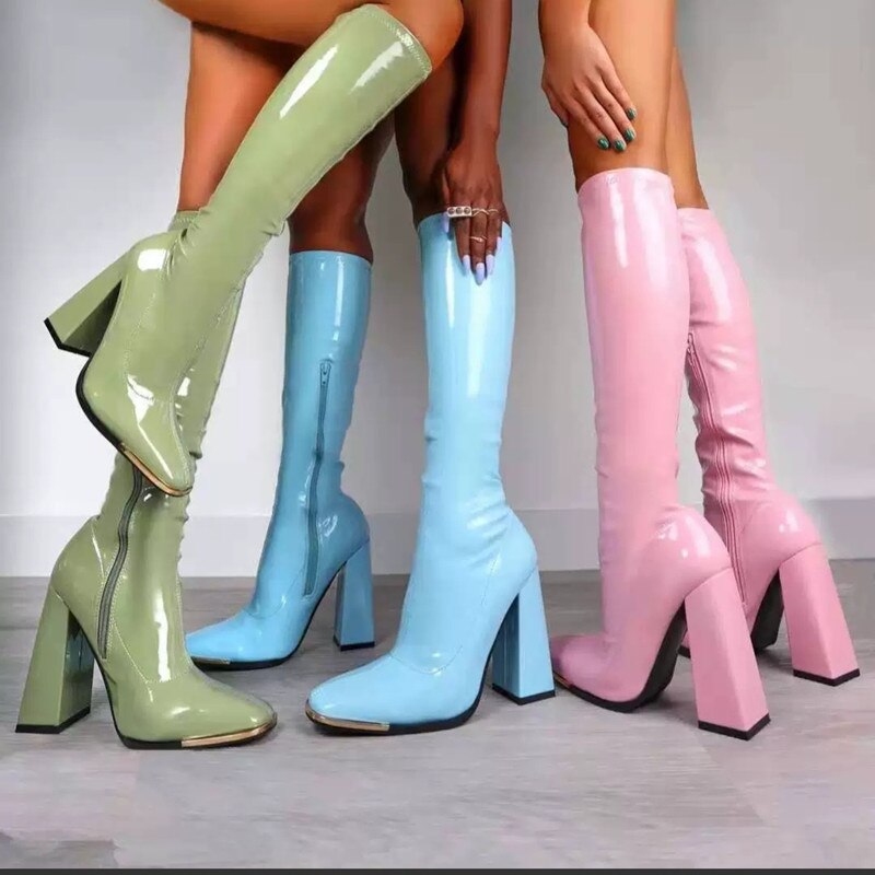 Orthopedic Retro Patent Leather Boots with Arch Support for Women 1