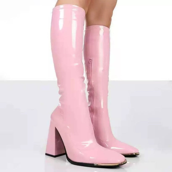 Orthopedic Retro Patent Leather Boots with Arch Support for Women 8
