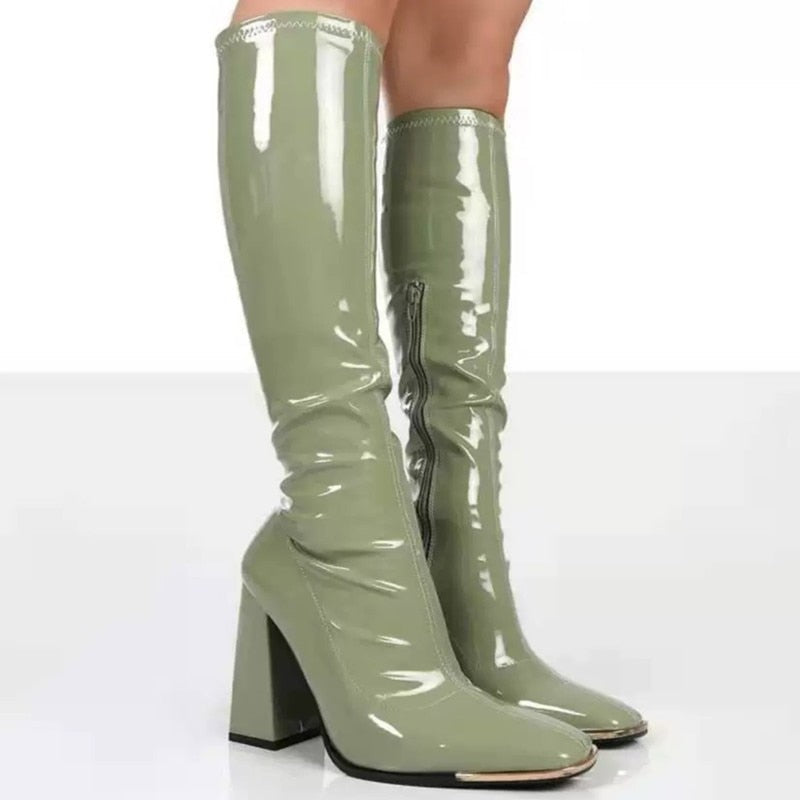 Orthopedic Retro Patent Leather Boots with Arch Support for Women 9