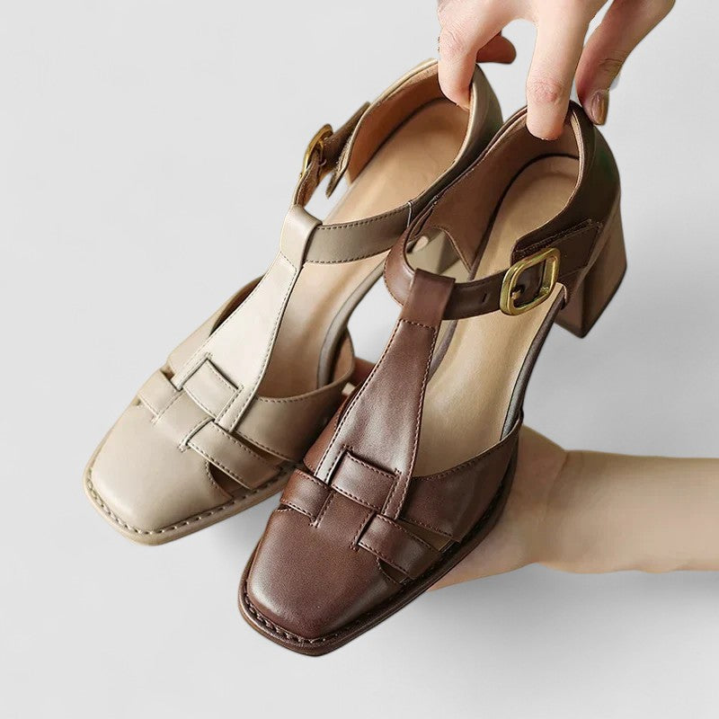 Orthopedic T-Strap Block Heels for Women - Comfortable and Stylish Footwear 1