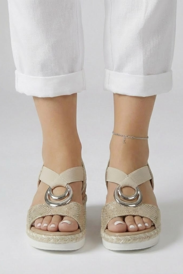 Orthopedic Women’s Sandals with Arch Support Open Toe and Metal Ring Straps 0