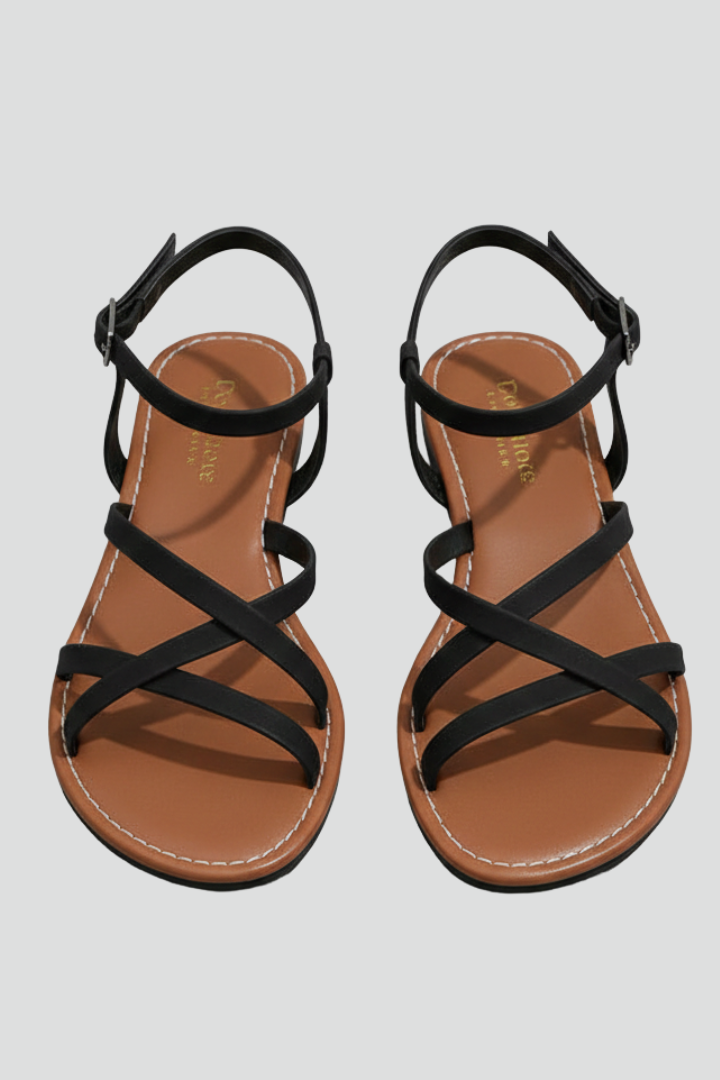 Orthopedic Women’s Strappy Flat Sandals with Arch Support and Ankle Strap Open Toe 1