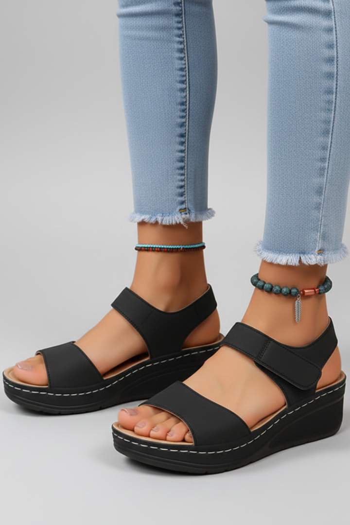 Orthopedic Women’s Wedge Sandals with Adjustable Hook-and-Loop Straps and Arch Support 2
