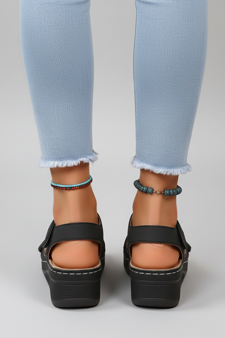 Orthopedic Women’s Wedge Sandals with Adjustable Hook-and-Loop Straps and Arch Support 3
