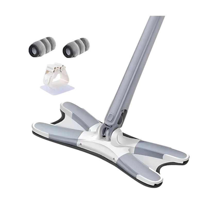 Platsbesparande Städmopp med Automatisk Vridning och Mikrofiberduk för Fläckfria Ytor 0