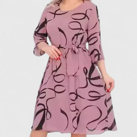 Plus Size Comfortable Dress with Striped Sleeves for Versatile Style 0