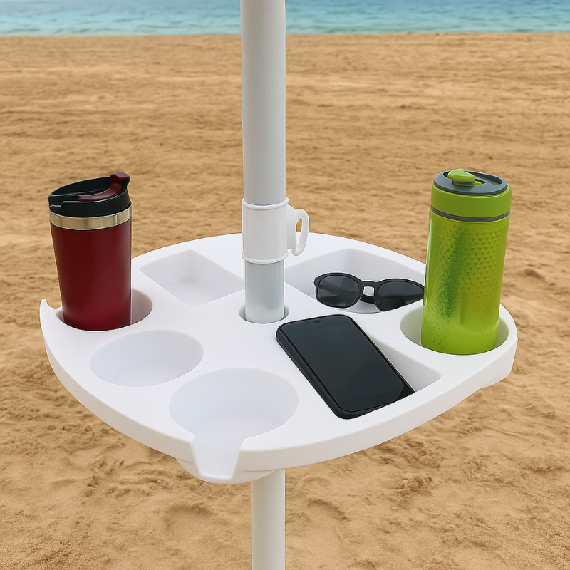 Praktisk Paraplybricka för Strandstol – Håller Drycker och Snacks Inom Räckhåll, Universell Passform, Hållbart ABS-material 0