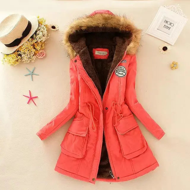 Puffer Jacket Women - Warm Lined Winter Jacket with Hood, Stylish Insulated Design for Women 0