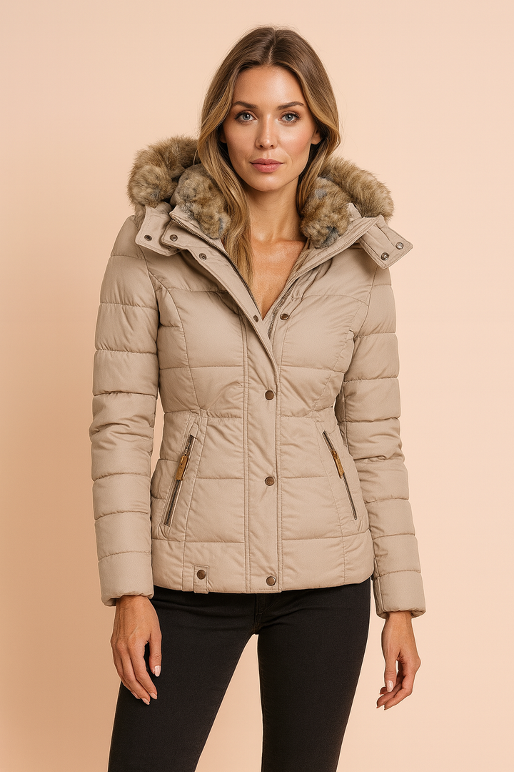 Puffer Jacket Women, Fitted Hooded Quilted Winter Coats for Women, Insulated Outerwear 0