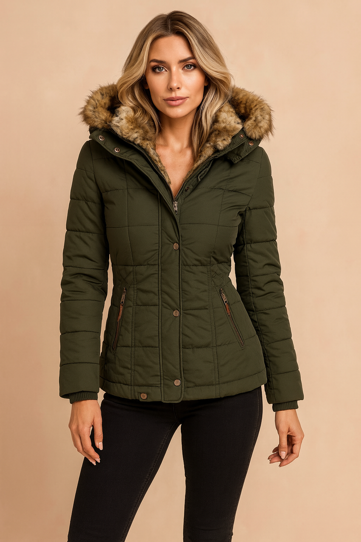 Puffer Jacket Women, Fitted Hooded Quilted Winter Coats for Women, Insulated Outerwear 3
