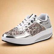 Agnieszka | Błyszczące Trampki na Platformie dla Kobiet – Stylowe i Wygodne Codziennie