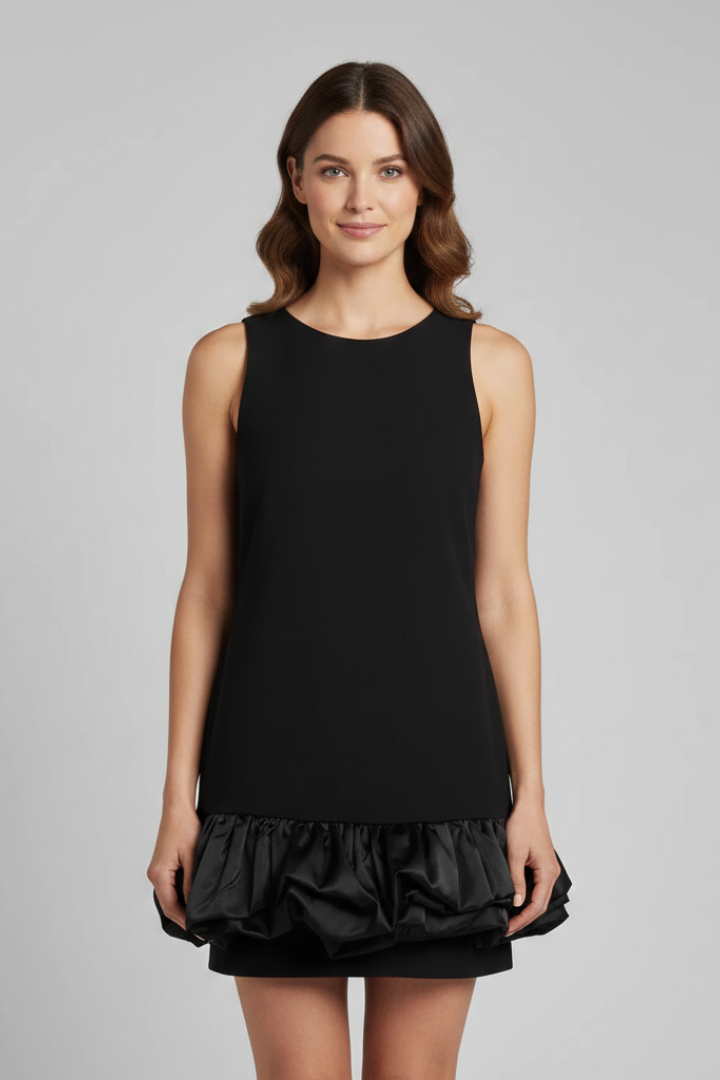 Sleeveless Women’s Mini Dress with Fitted Waist and Ruffled Skirt for Summer 0