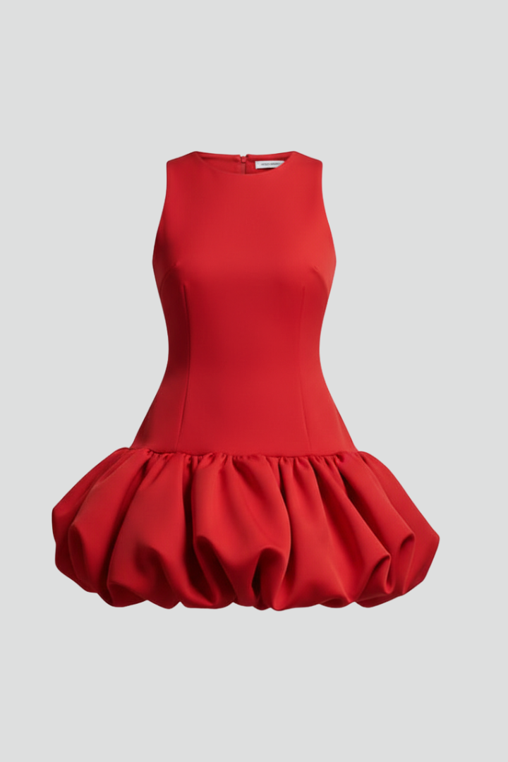 Sleeveless Women’s Mini Dress with Fitted Waist and Ruffled Skirt for Summer 1