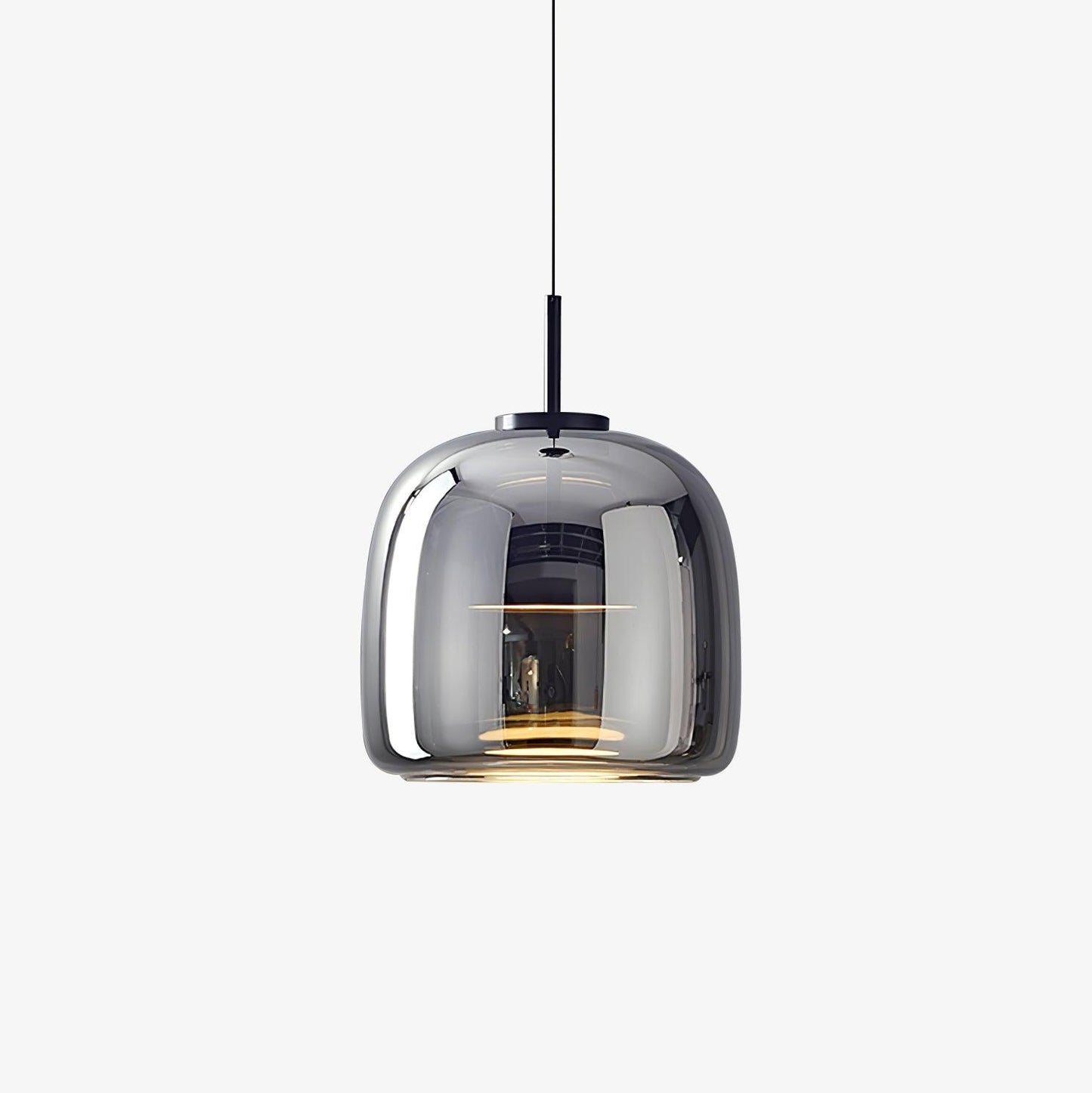 Smoked Glass Ceiling Light Pendant – Adjustable Height Modern Fixture for Home Decor 1
