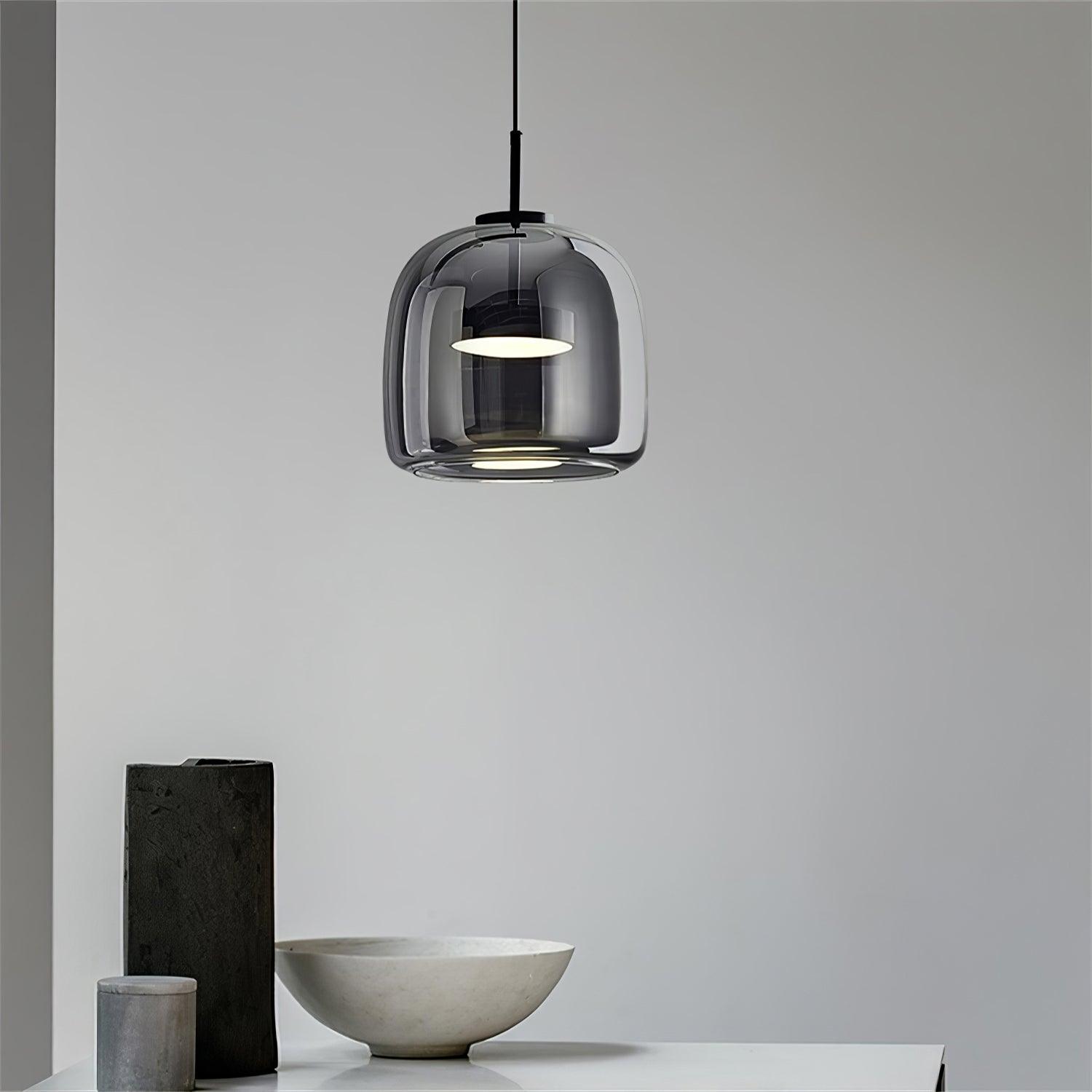 Smoked Glass Ceiling Light Pendant – Adjustable Height Modern Fixture for Home Decor 2