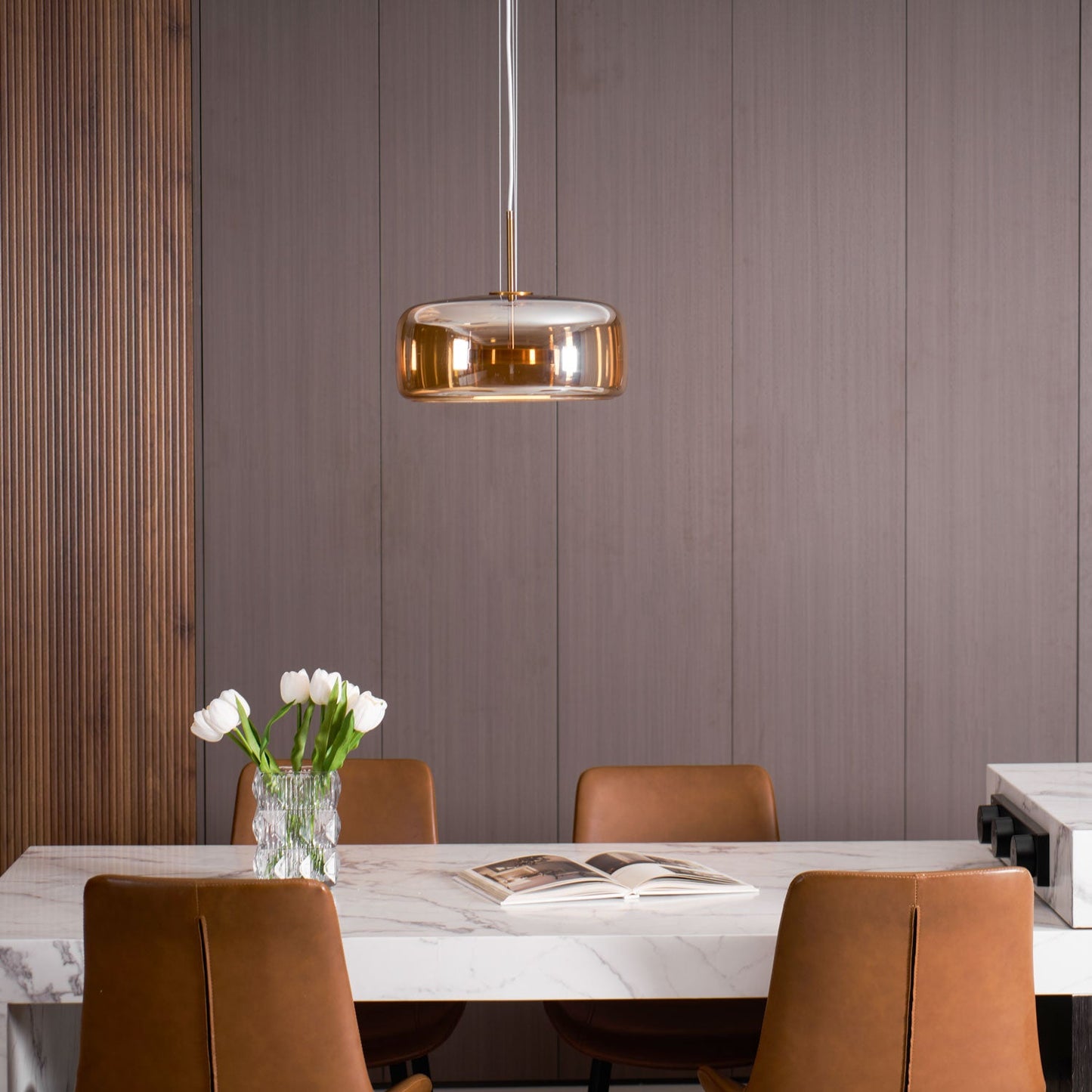 Smoked Glass Ceiling Light Pendant – Adjustable Height Modern Fixture for Home Decor 3
