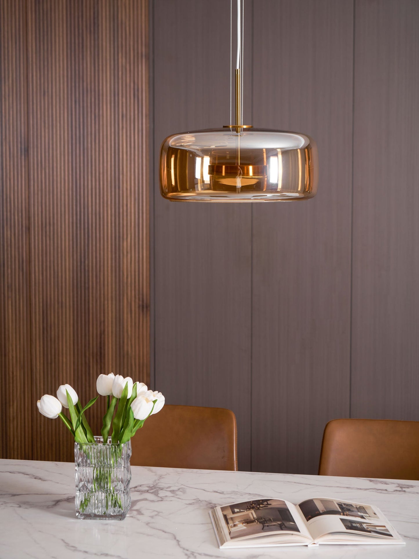 Smoked Glass Ceiling Light Pendant – Adjustable Height Modern Fixture for Home Decor 4