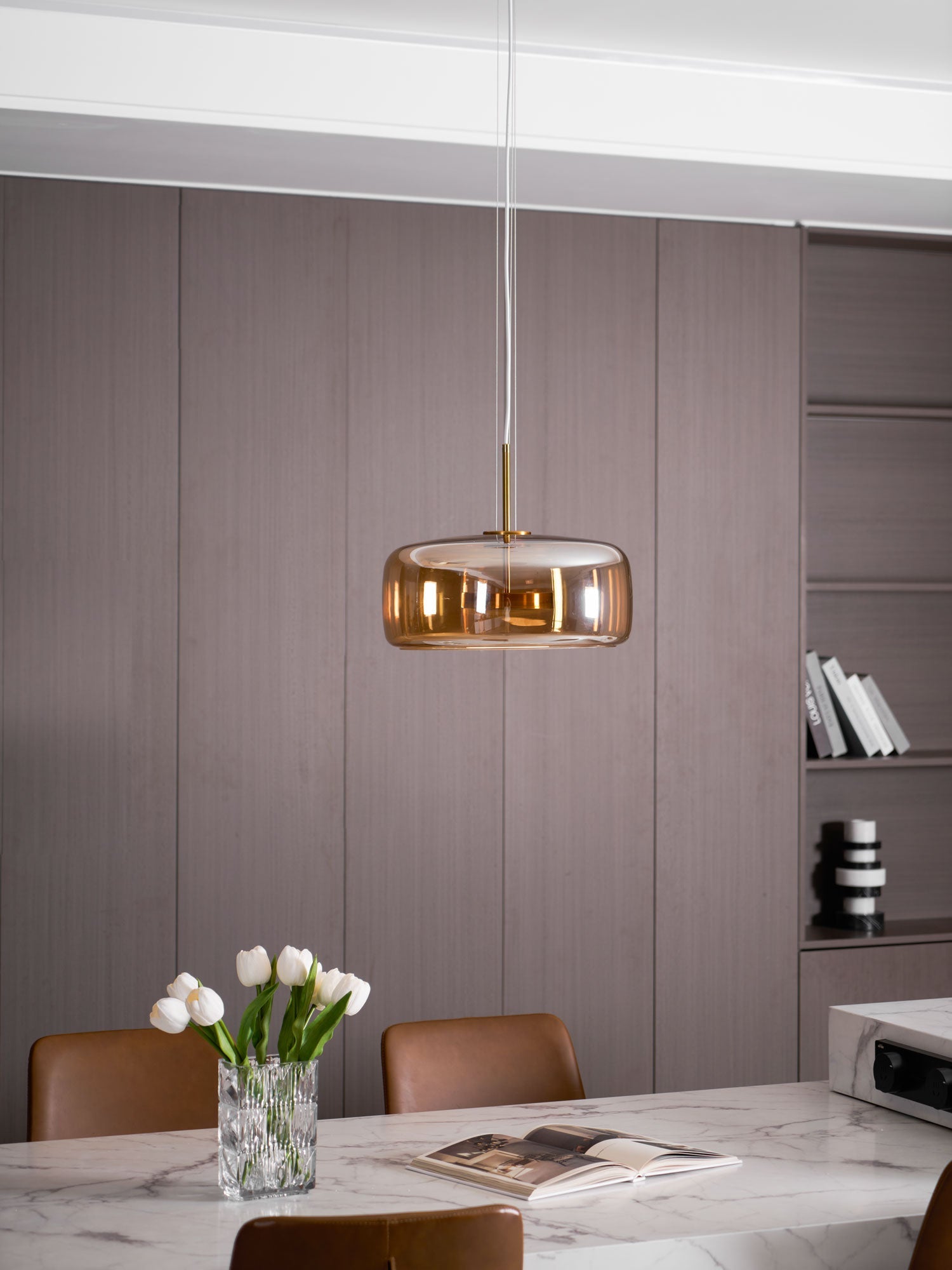Smoked Glass Ceiling Light Pendant – Adjustable Height Modern Fixture for Home Decor 5