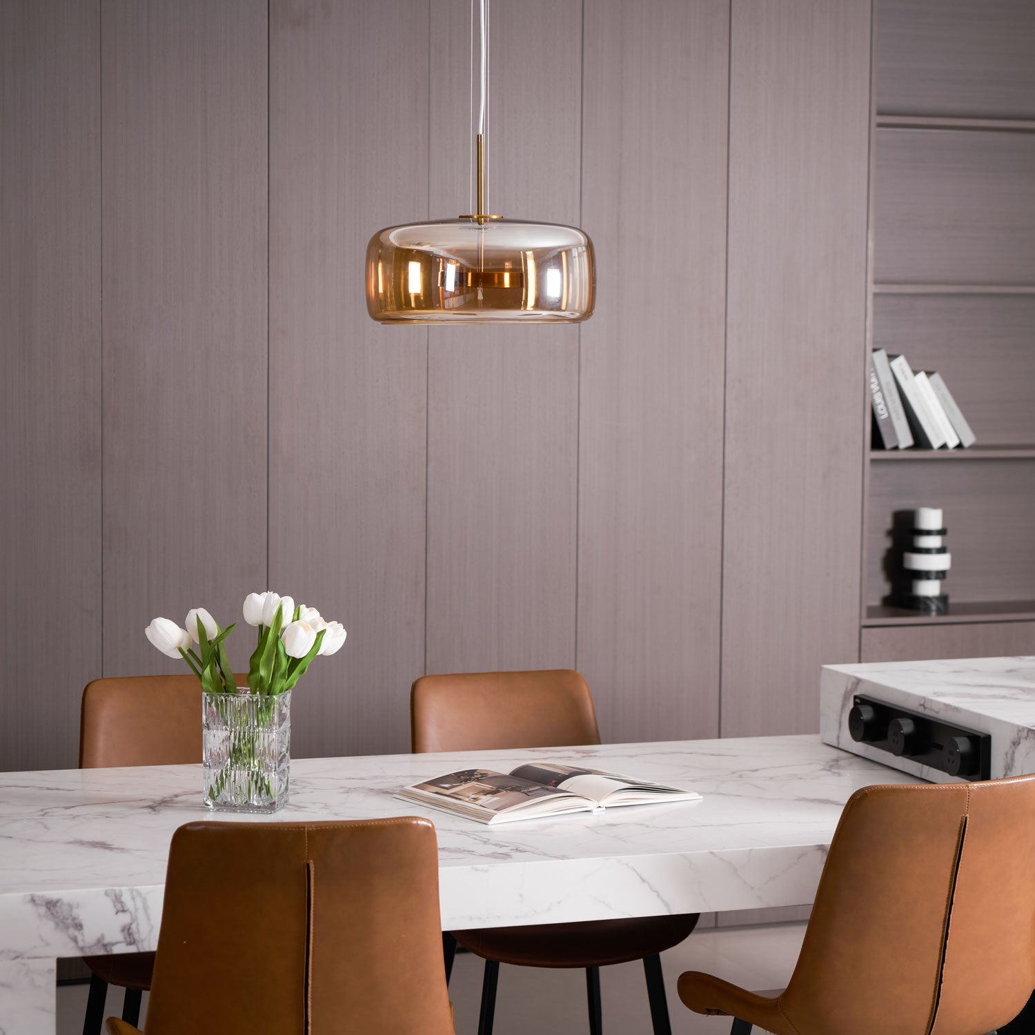 Smoked Glass Ceiling Light Pendant – Adjustable Height Modern Fixture for Home Decor 6