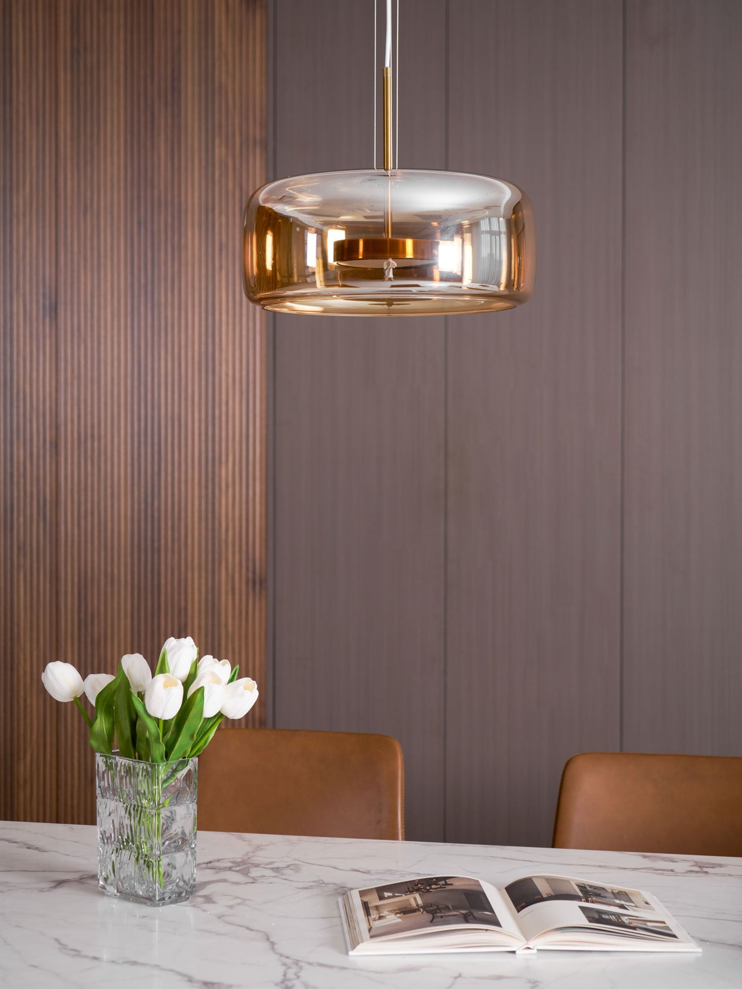 Smoked Glass Ceiling Light Pendant – Adjustable Height Modern Fixture for Home Decor 8