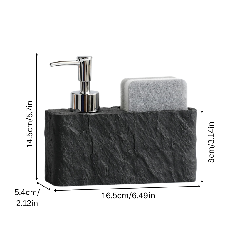 StoneSink – Elegant Tvåldispenser med Integrerad Svamphållare för Kök och Badrum 1