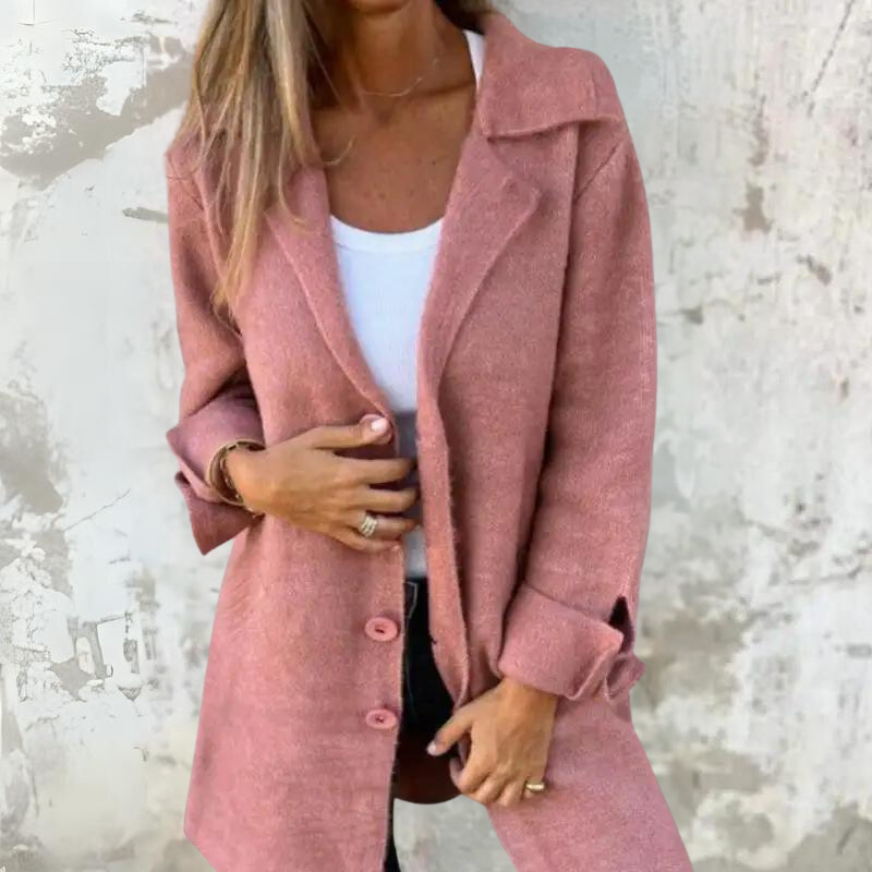 Stylish Long Women's Coat with Elegant Buttons for Casual Outings - Cozy and Timeless Design 0