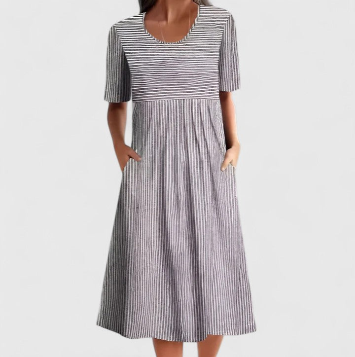 Stylish Midi Dress with Stripes and Pockets for Effortless Summer Fashion 1