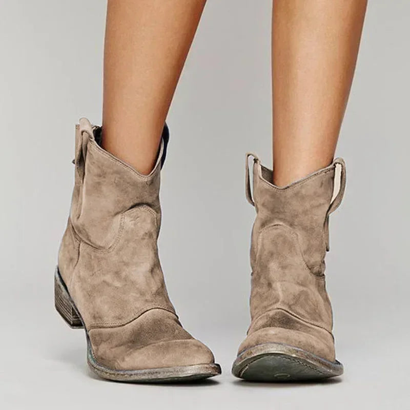 Stylish Western-Inspired Ankle Boots for Women - Vintage Cowboy Design 1