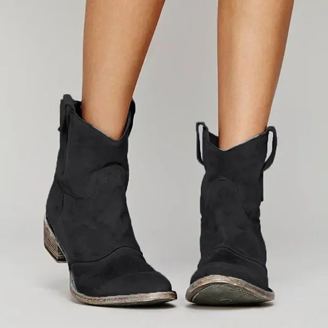 Stylish Western-Inspired Ankle Boots for Women - Vintage Cowboy Design 2