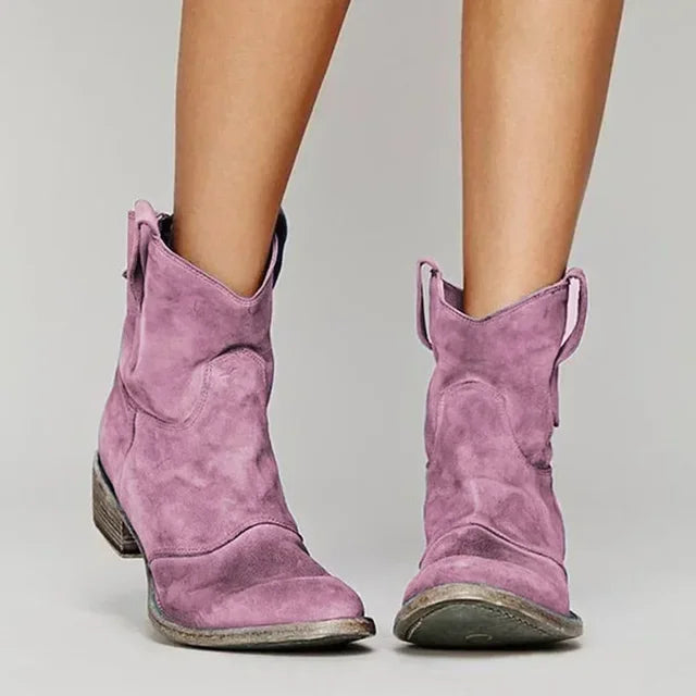 Stylish Western-Inspired Ankle Boots for Women - Vintage Cowboy Design 5