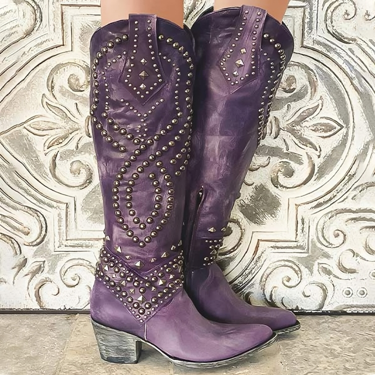 Stylish Women's Knee High Boots with Mid Block Heel - Comfortable Orthopedic Design 0
