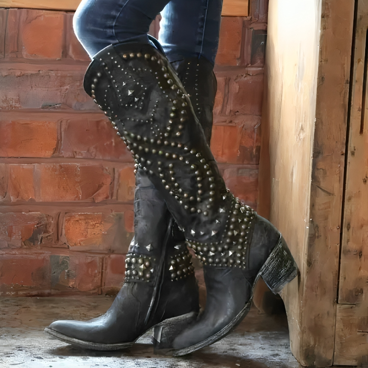Stylish Women's Knee High Boots with Mid Block Heel - Comfortable Orthopedic Design 2
