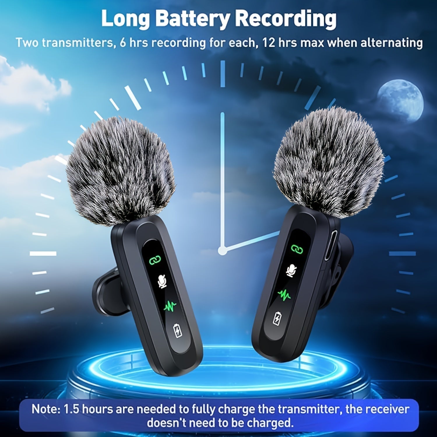 Trådlös lavaliermikrofon med USB-C-anslutning för smartphones och surfplattor – kompakt design, perfekt för podcaster och vloggar 3