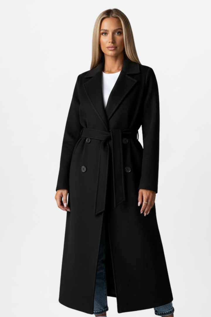 Trench Coat Women Double Breasted Mid-Length Winter Outerwear with Adjustable Waist Belt 7