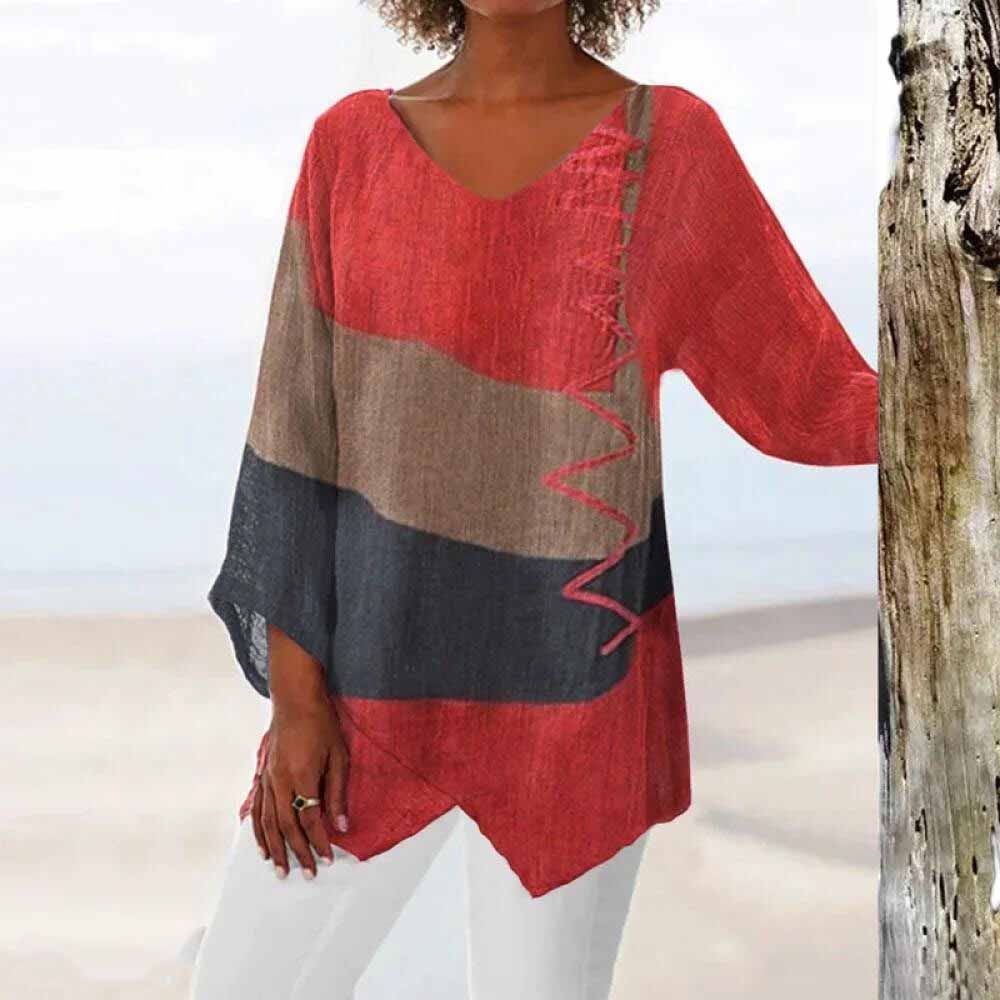 Tricolor Women's Shirt - Stylish Women's Blouse for Casual or Dressy Occasions 0