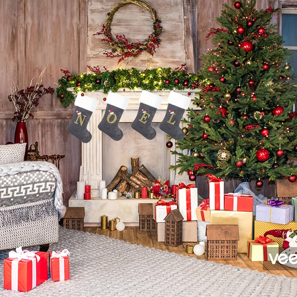 VelvetMonogram | Personlig sammetsjulstrumpa för juldekorationer 4