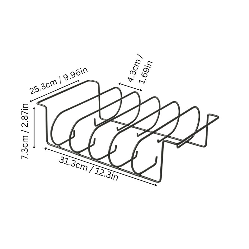 Vertikalt Revbensställ i Svart för Grillning – Utrymmesbesparande Design av Kolstål för Jämn Tillagning 1