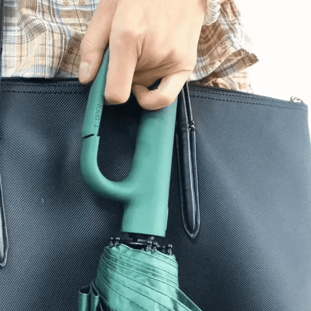 Vindtåligt automatiskt hopfällbart paraply med stort spännehandtag - kompakt och hållbart 2