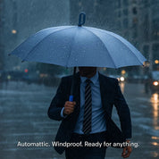 Vindtåligt automatiskt hopfällbart paraply med stort spännehandtag - kompakt och hållbart 3