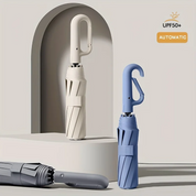 Vindtåligt automatiskt hopfällbart paraply med stort spännehandtag - kompakt och hållbart 7