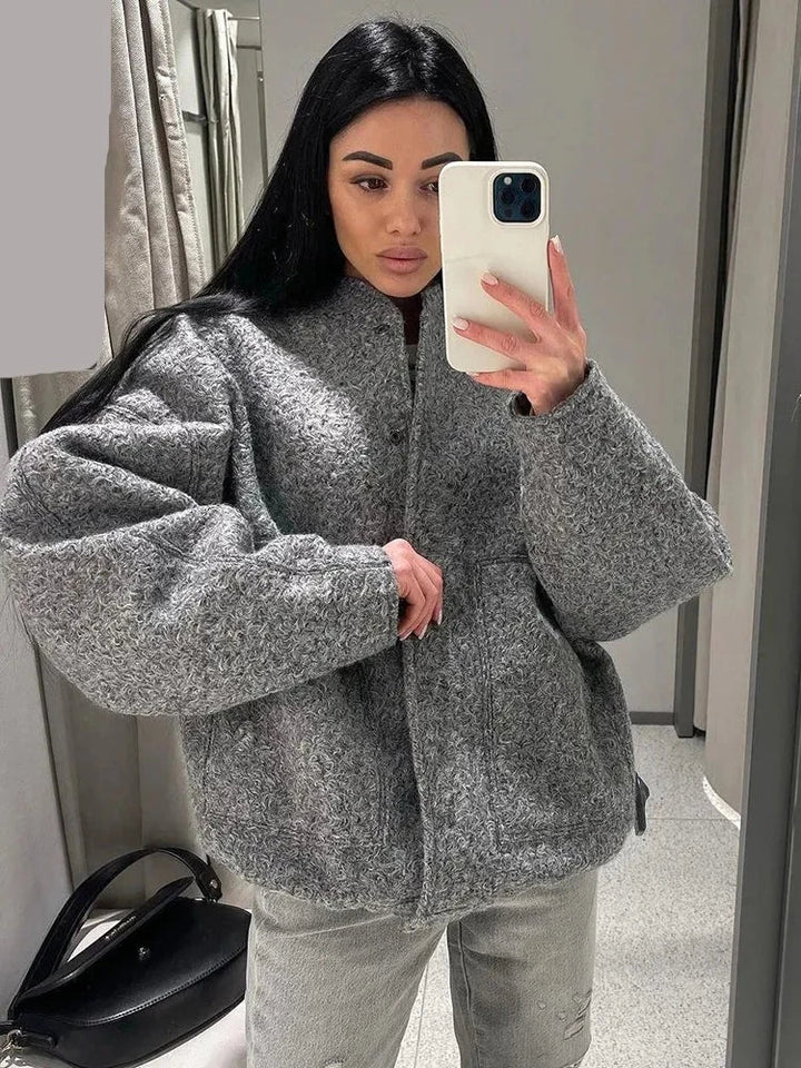 Vintage Style Bomber Jacket for Women Casual Lightweight Outerwear 1