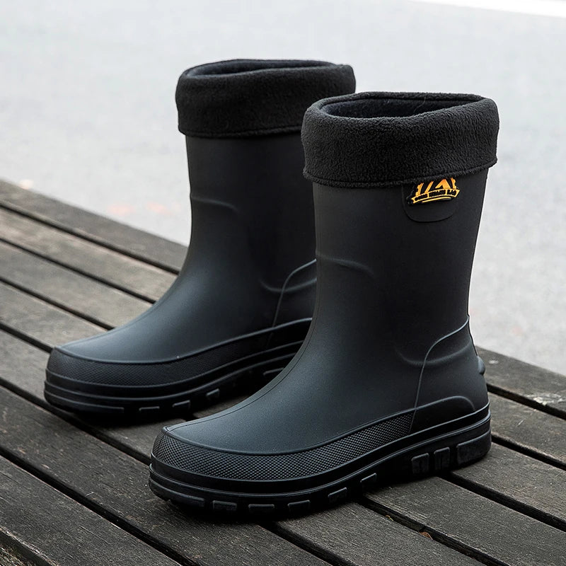 Waterproof Rain Boots for Men with Arch Support, Durable Slip-Resistant Mid-Calf Gumboots for Outdoor Adventures 3