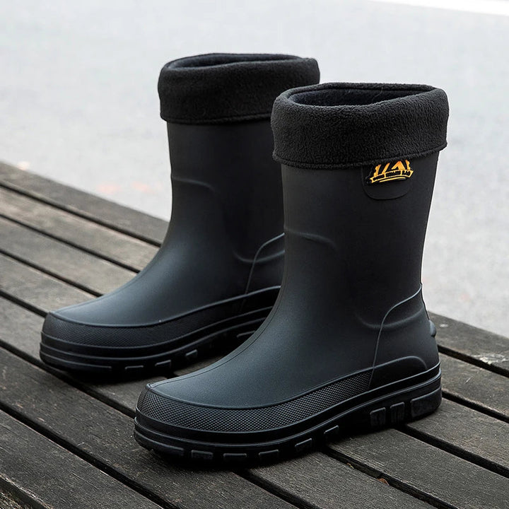 Waterproof Rain Boots for Men with Arch Support, Durable Slip-Resistant Mid-Calf Gumboots for Outdoor Adventures 3