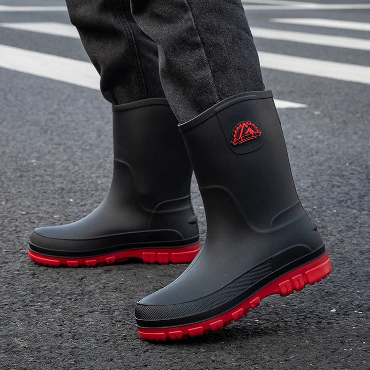 Waterproof Rain Boots for Men with Arch Support, Durable Slip-Resistant Mid-Calf Gumboots for Outdoor Adventures 4